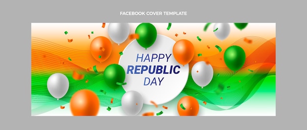 Realistische republieksdag voorbladsjabloon voor sociale media