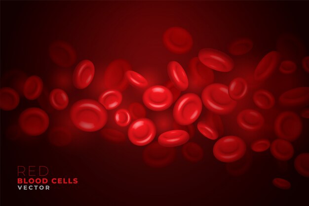 Realistische rode bloedcellen die door slagaderachtergrond stromen