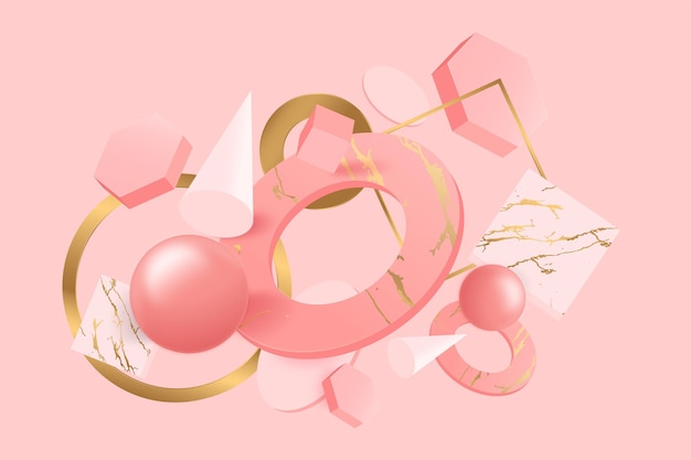 Realistische roze 3d geometrische achtergrond