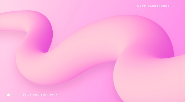 Realistische roze achtergrond met abstracte 3D-golfvorm