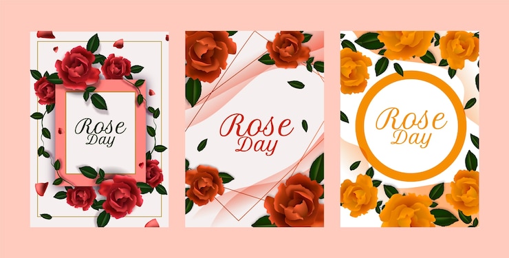 Gratis Vector realistische rozendag wenskaarten collectie