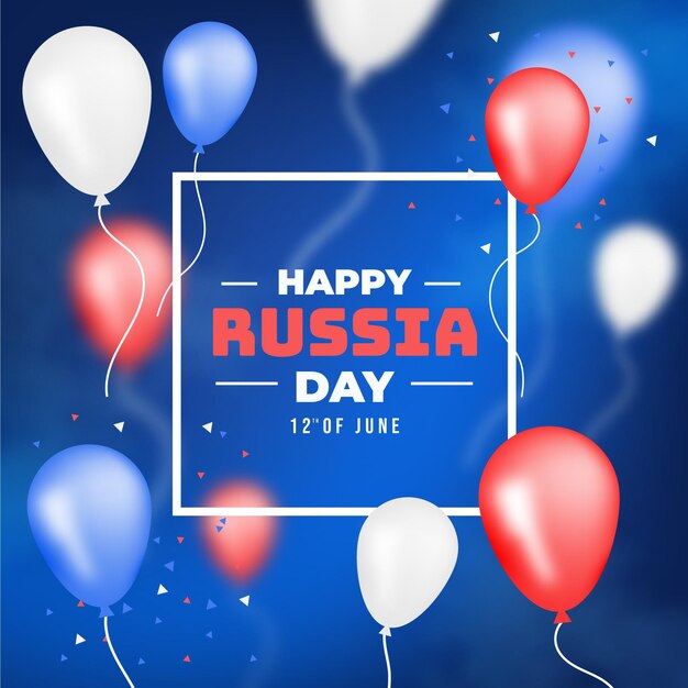 Realistische Rusland dag achtergrond met ballonnen