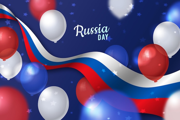 Gratis vector realistische rusland dag achtergrond met ballonnen