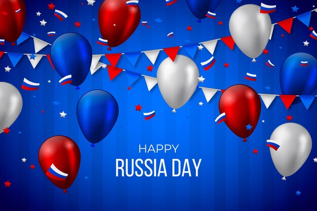 Realistische Rusland dag achtergrond met ballonnen