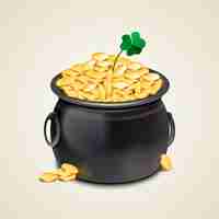 Gratis vector realistische saint patrick's day pot met goud