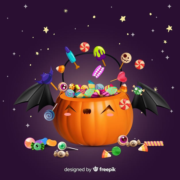 Gratis vector realistische schattige halloween-pompoen