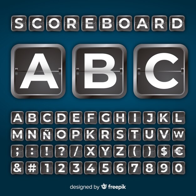 Realistische scorebord stijl alfabet