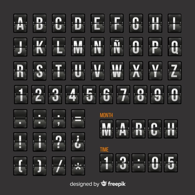 Realistische scorebord stijl alfabet
