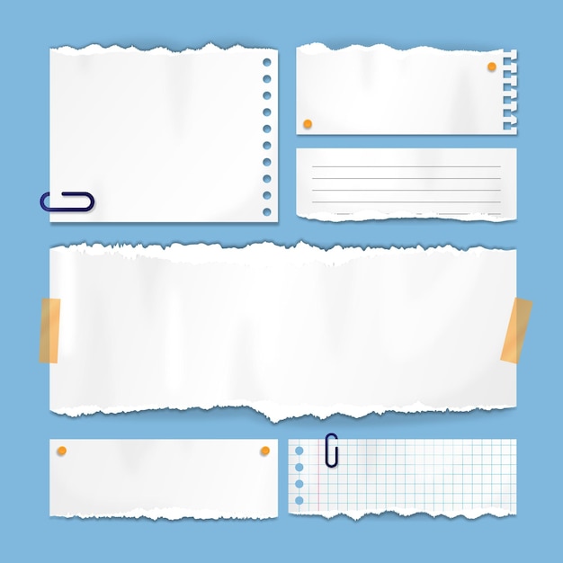 Gratis vector realistische set gescheurd papier