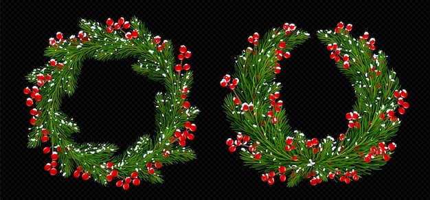 Gratis vector realistische set kerstkransen