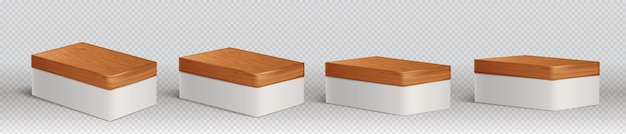 Gratis vector realistische set luxe witte houten podia