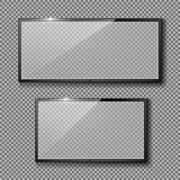 Gratis Vector realistische set met lege tv-frames, zwarte led-displays of monitoren