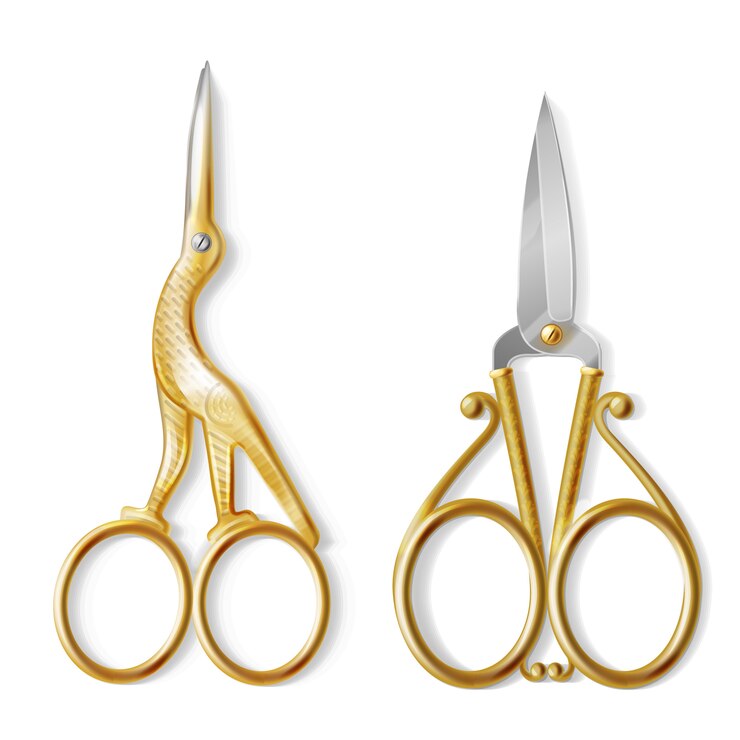 Gratis Vector realistische set met twee paar nagelschaartjes, professionele uitrusting voor manicure en pedicure