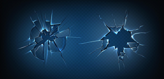 Gratis vector realistische set van gebroken glas