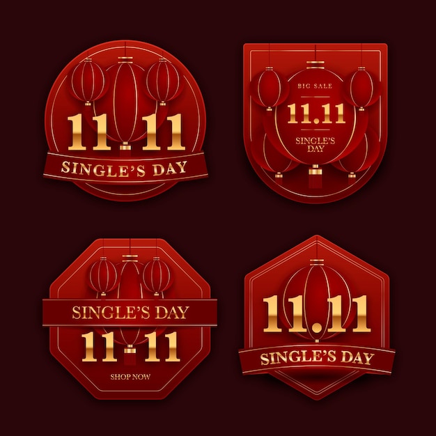 Realistische single's day sale labels-collectie