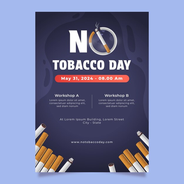Realistische sjabloon voor een verticale poster voor de dag zonder tabak