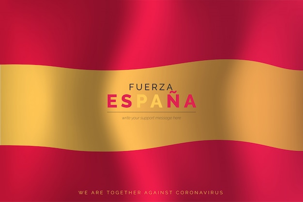 Realistische Spaanse vlag met ondersteuningsbericht