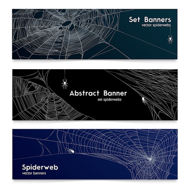 Realistische spinnenweb spinnenwebbanners