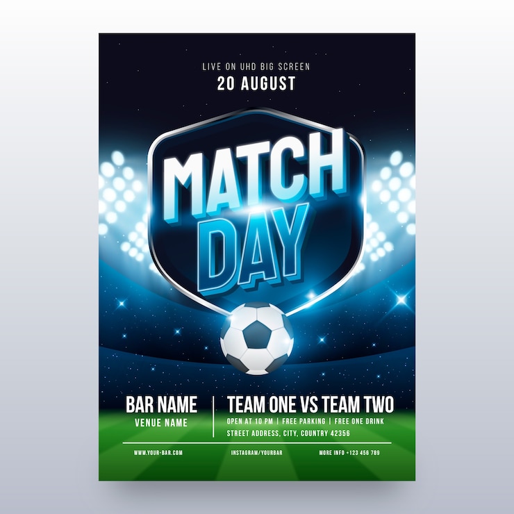 Gratis Vector realistische sportbar poster sjabloon
