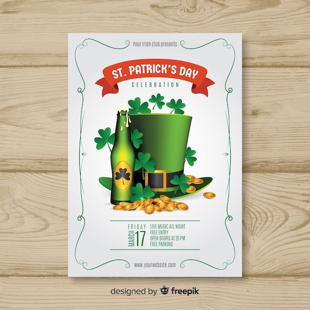 Realistische st patrick elementen partij poster