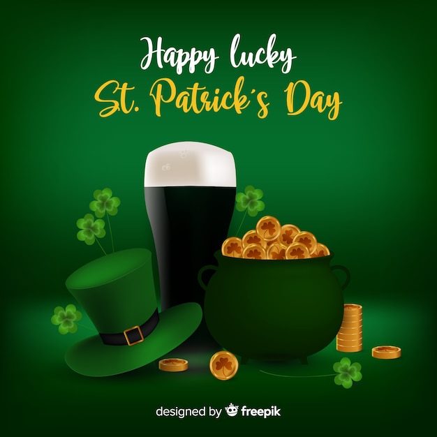 Gratis vector realistische st. patrick's day achtergrond