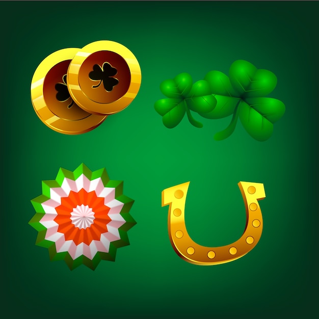 Gratis vector realistische st patrick's day elementen collectie