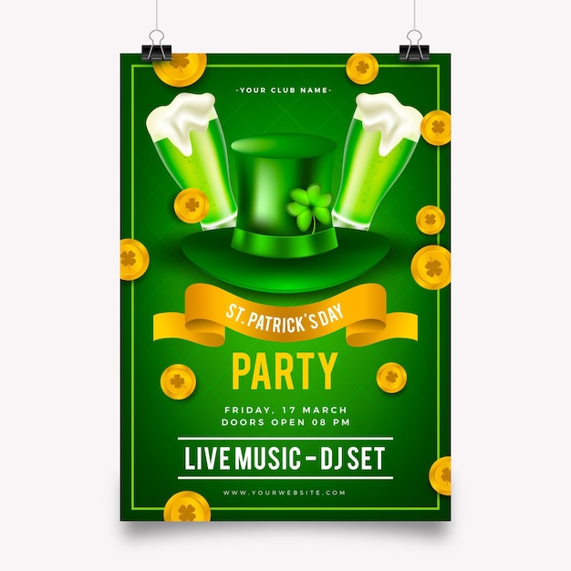 Realistische st. patrick's day verticale poster