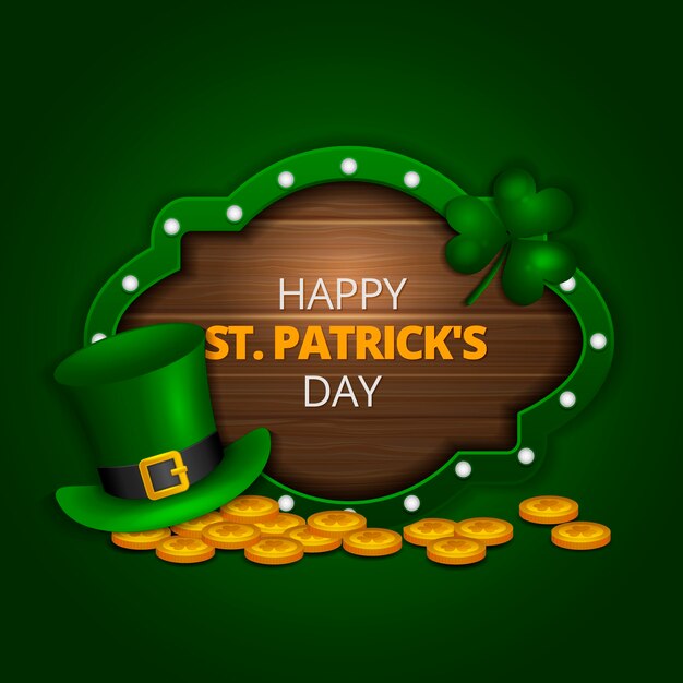 Realistische st. Patricks dag met munten en klaver