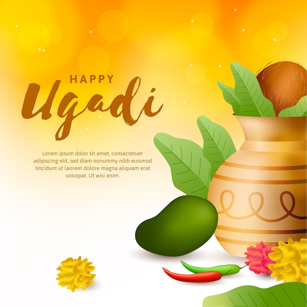 Gratis vector realistische stijl voor ugadi-evenement