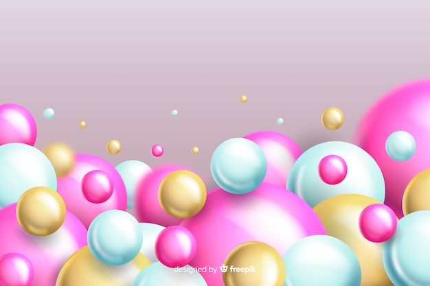 Gratis vector realistische stromende roze ballenachtergrond met copyspace