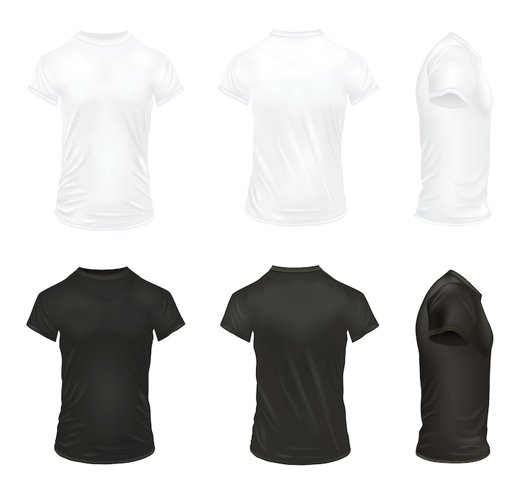 Gratis Vector realistische t-shirt geïsoleerde illustratie set