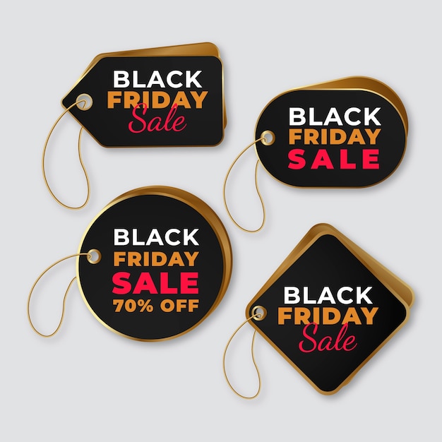 Gratis vector realistische tagbannerillustratie voor black friday-verkoop