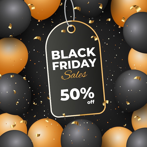 Gratis vector realistische tagillustratie voor black friday-verkoop