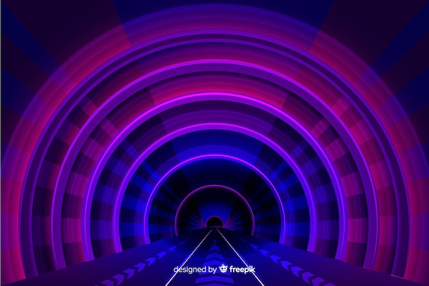 Gratis vector realistische technologie lichte tunnel achtergrond