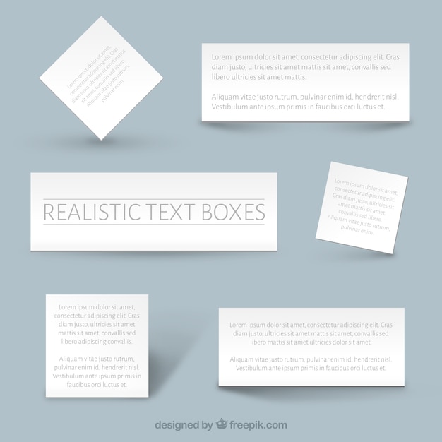 Gratis vector realistische tekstvakken templates