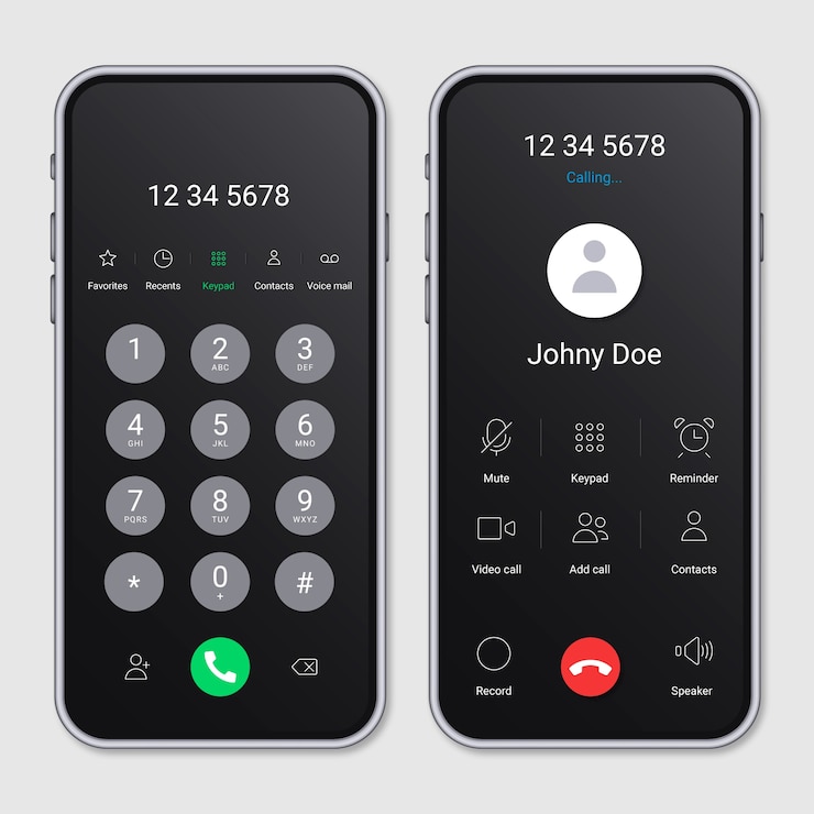 Gratis Vector realistische telefoongesprek scherm interface illustratie