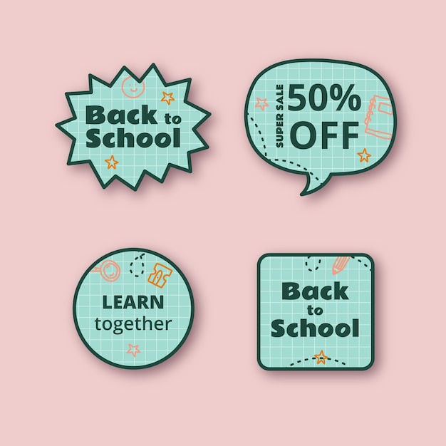 Gratis vector realistische terug naar school labels collectie