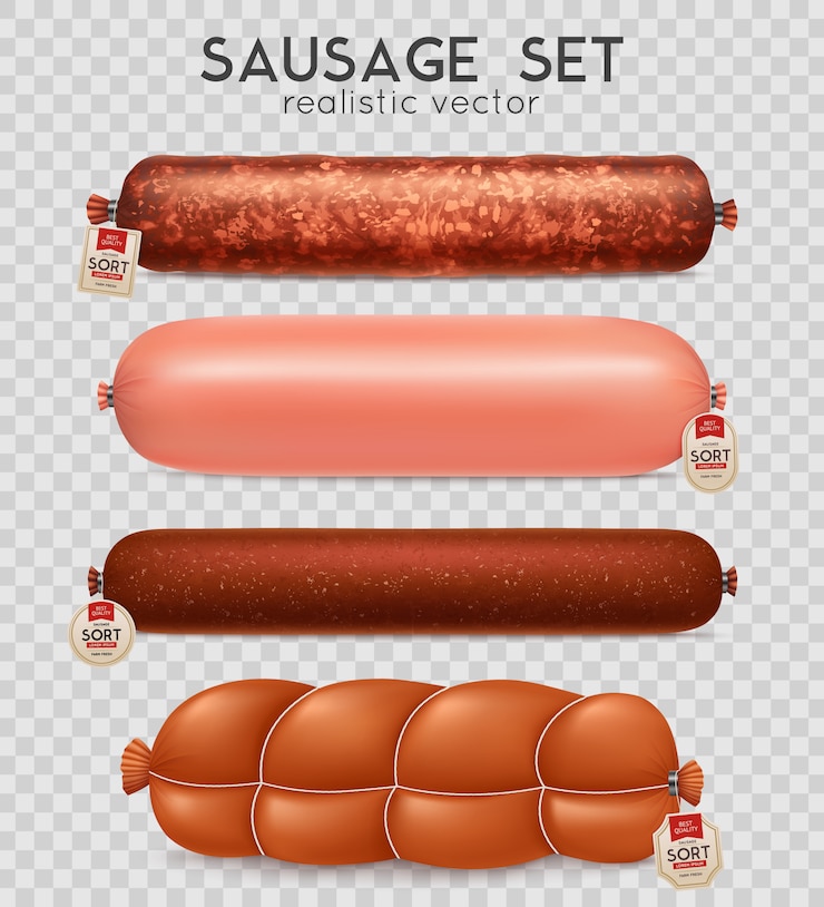 Gratis Vector realistische transparante worstset