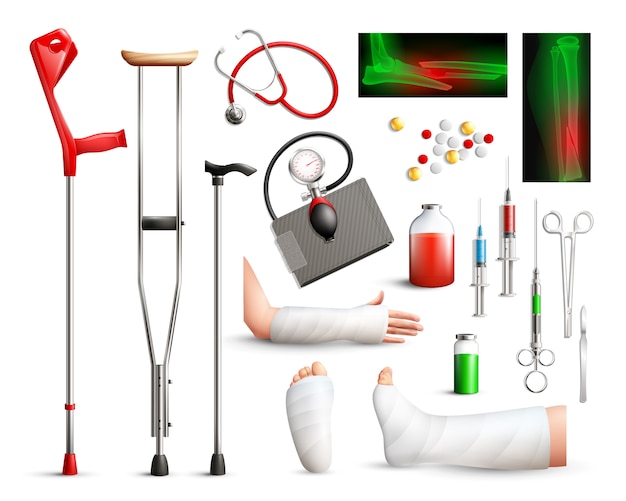 Gratis vector realistische trauma chirurgie elementen set