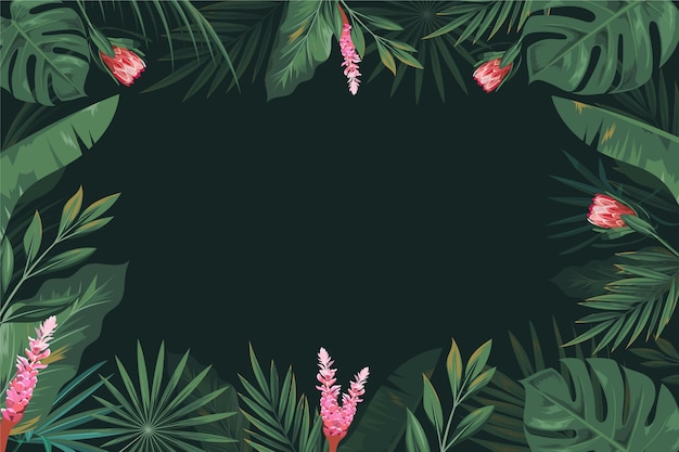 Realistische tropische bladeren achtergrond