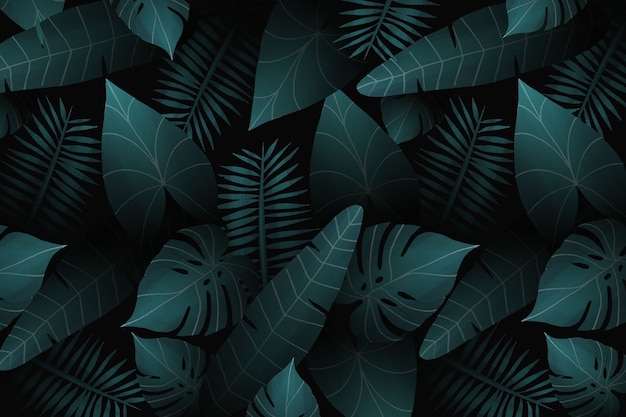 Gratis vector realistische tropische bladerenachtergrond