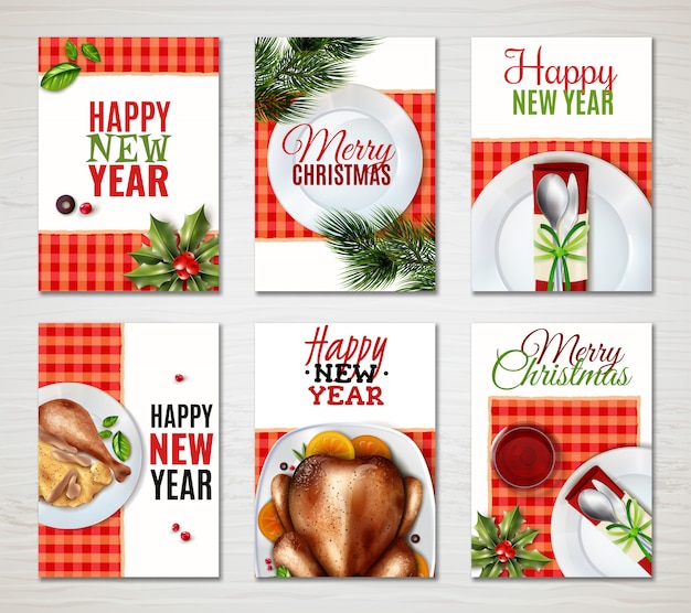 Realistische turkije kerst banner set