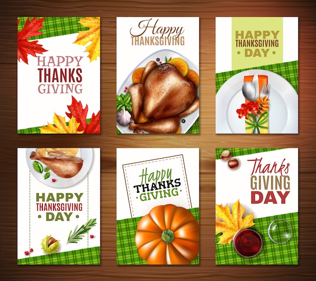 Realistische turkije thanksgiving day banner set