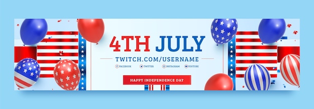 Realistische twitch-banner van 4 juli