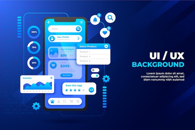 Gratis vector realistische ui/ux-achtergrond