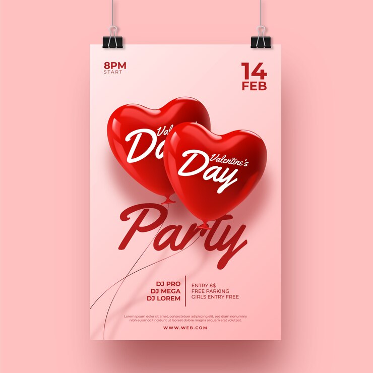 Gratis Vector realistische valentijnsdag poster sjabloon