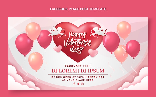 Gratis vector realistische valentijnsdag social media postsjabloon