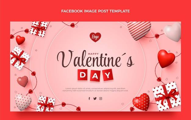 Gratis vector realistische valentijnsdag social media postsjabloon