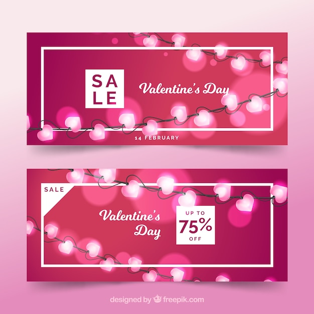 Realistische valentijnsdag verkoop banners