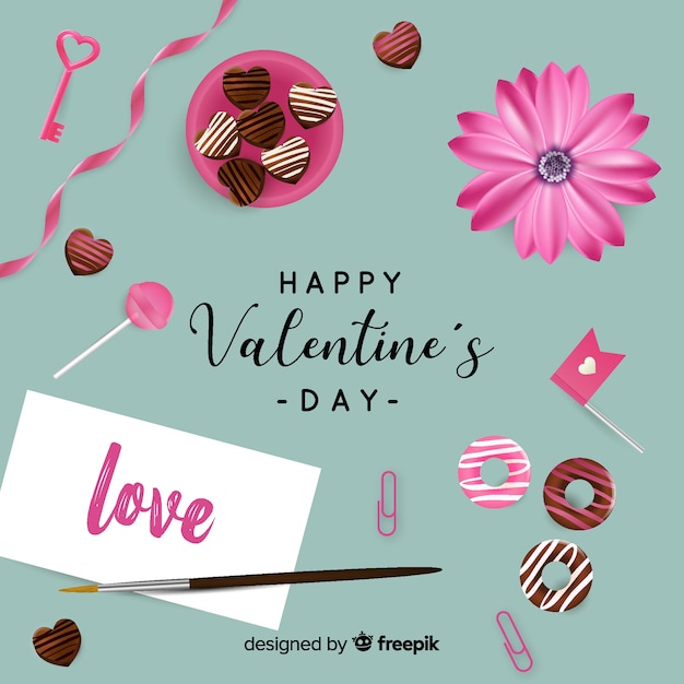 Gratis vector realistische valentijnskaartachtergrond